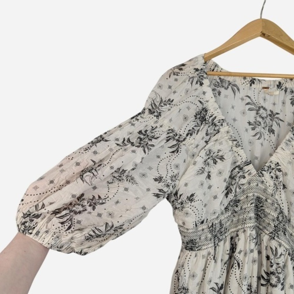 Free People Golden Hour Floral Boho Maxi Dress Ivory Black XL - Picture 9 of 12